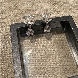 Chic Silver Crystal Drop Earrings